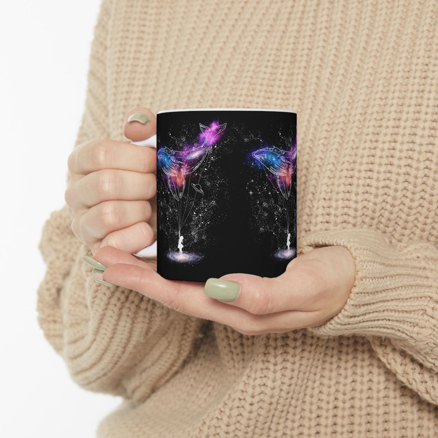 Cosmic Whale Ceramic Mug – 11oz & 15oz, Celestial Coffee Mug for Fantasy Fans & Stargazers