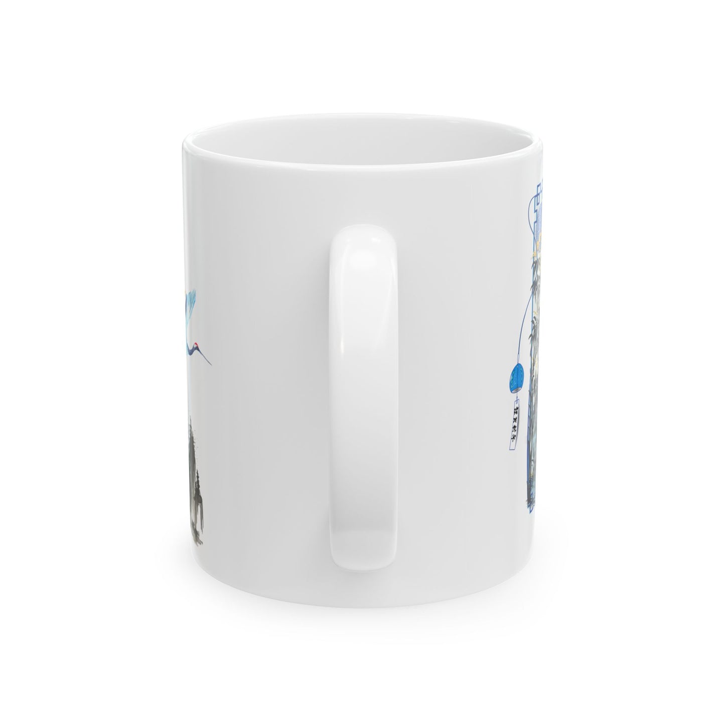 Serene Crane Ceramic Mug - Tranquil Crane Design (11oz/15oz)