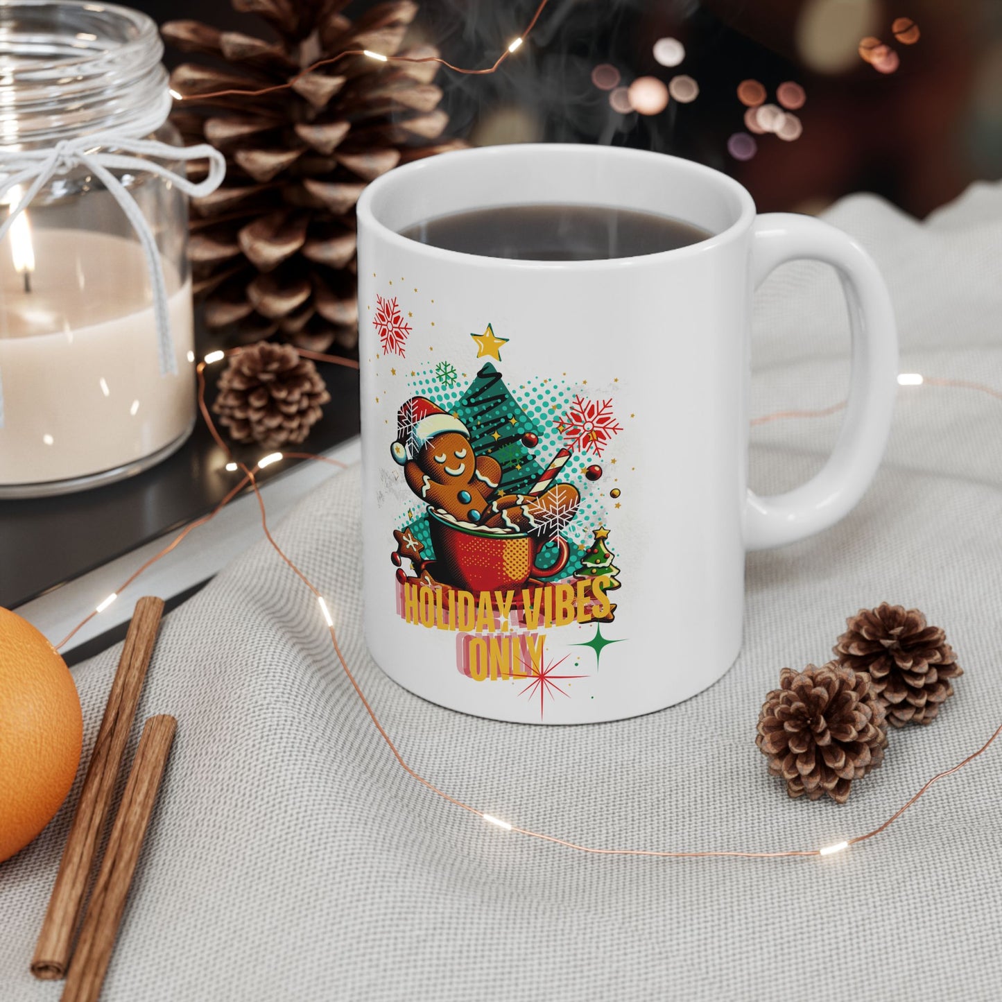 Festive Gingerbread Holiday Mug - 11oz & 15oz Ceramic