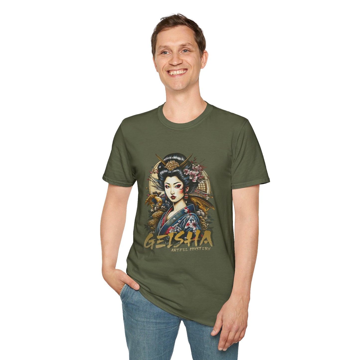 Geisha Art Unisex Softstyle T-Shirt - Japanese Inspired Graphic Tee