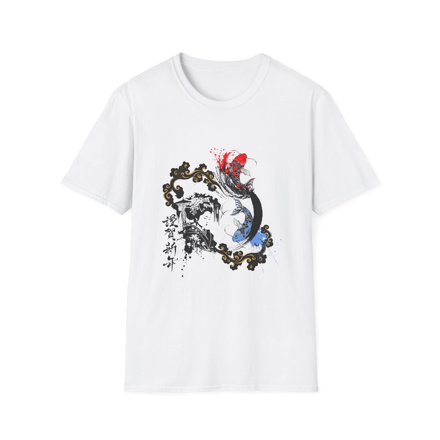 Japanese Geisha & Koi Fish T-Shirt – Urbanstyle Japaneseart Softstyle Tee