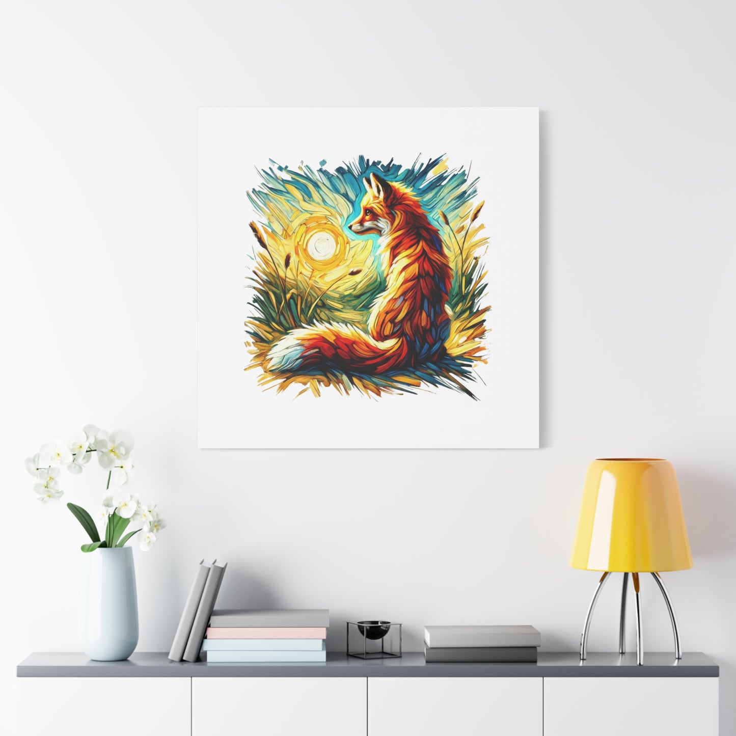 Vibrant Fox Canvas Wall Art - Colorful Stretched Fauvism Artwork for Nature Lovers