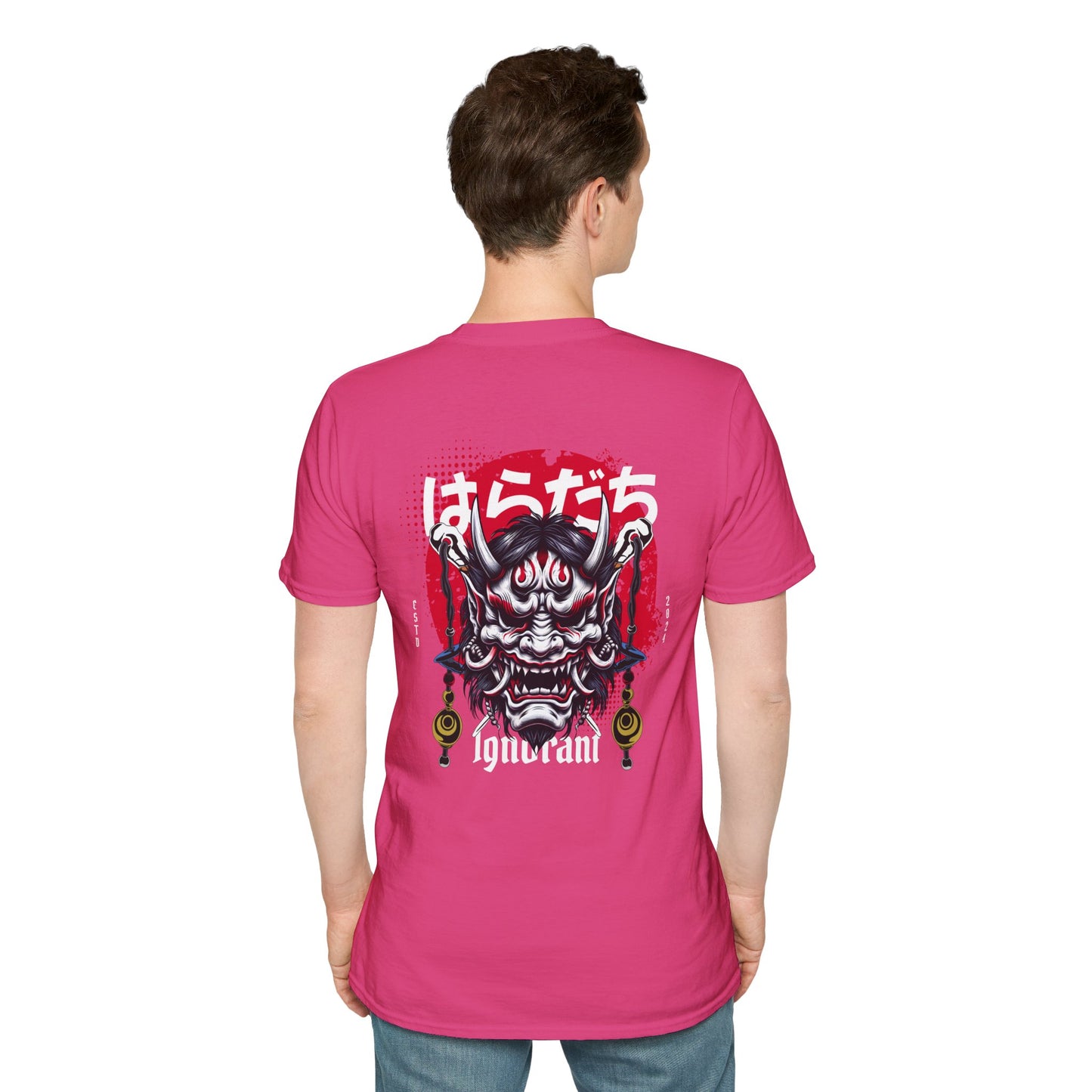 Japanese Oni Graphic Unisex Softstyle T-Shirt - Bold Japanese Devil Mask Design