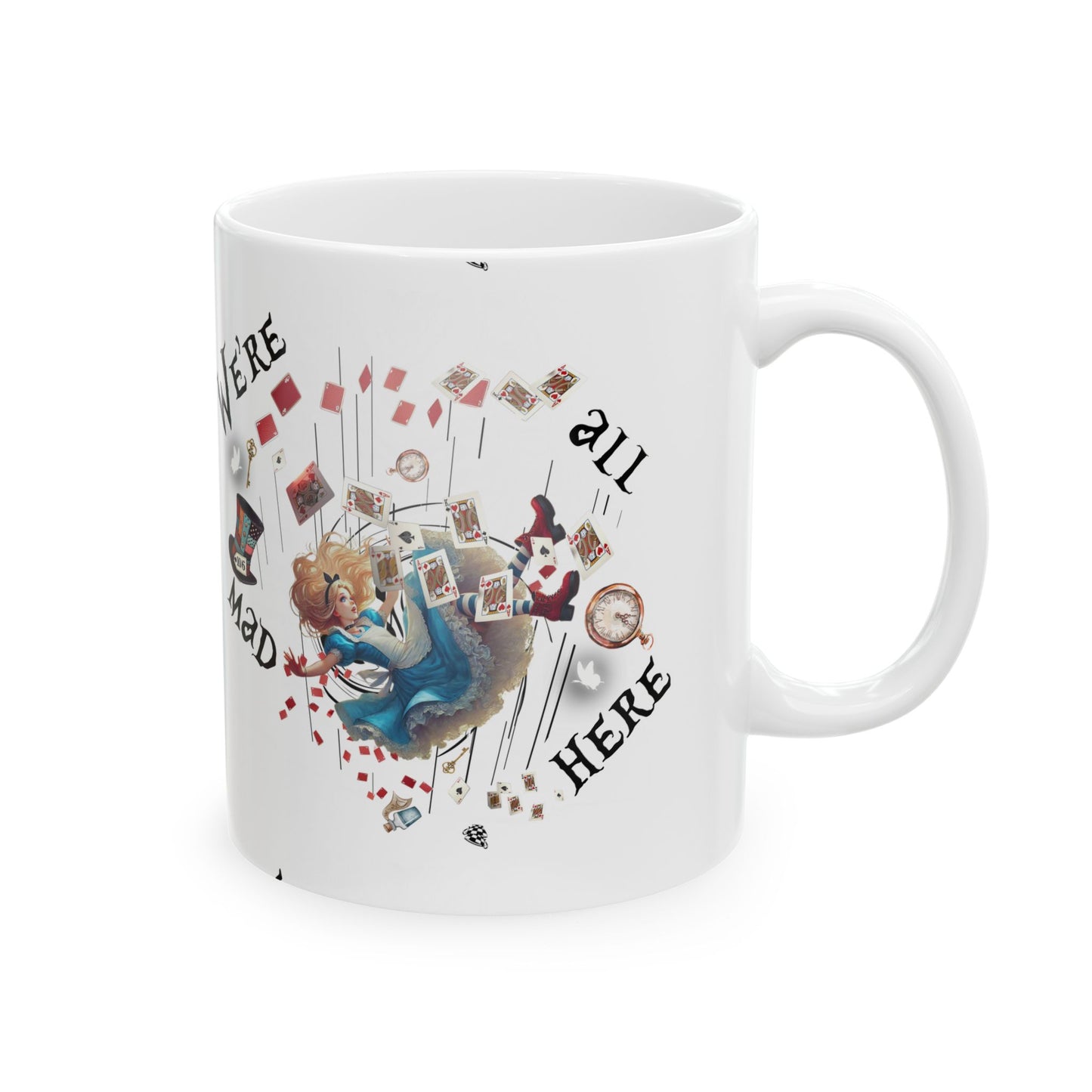 Alice in Wonderland Ceramic Coffee Mug – "We're All Mad Here"