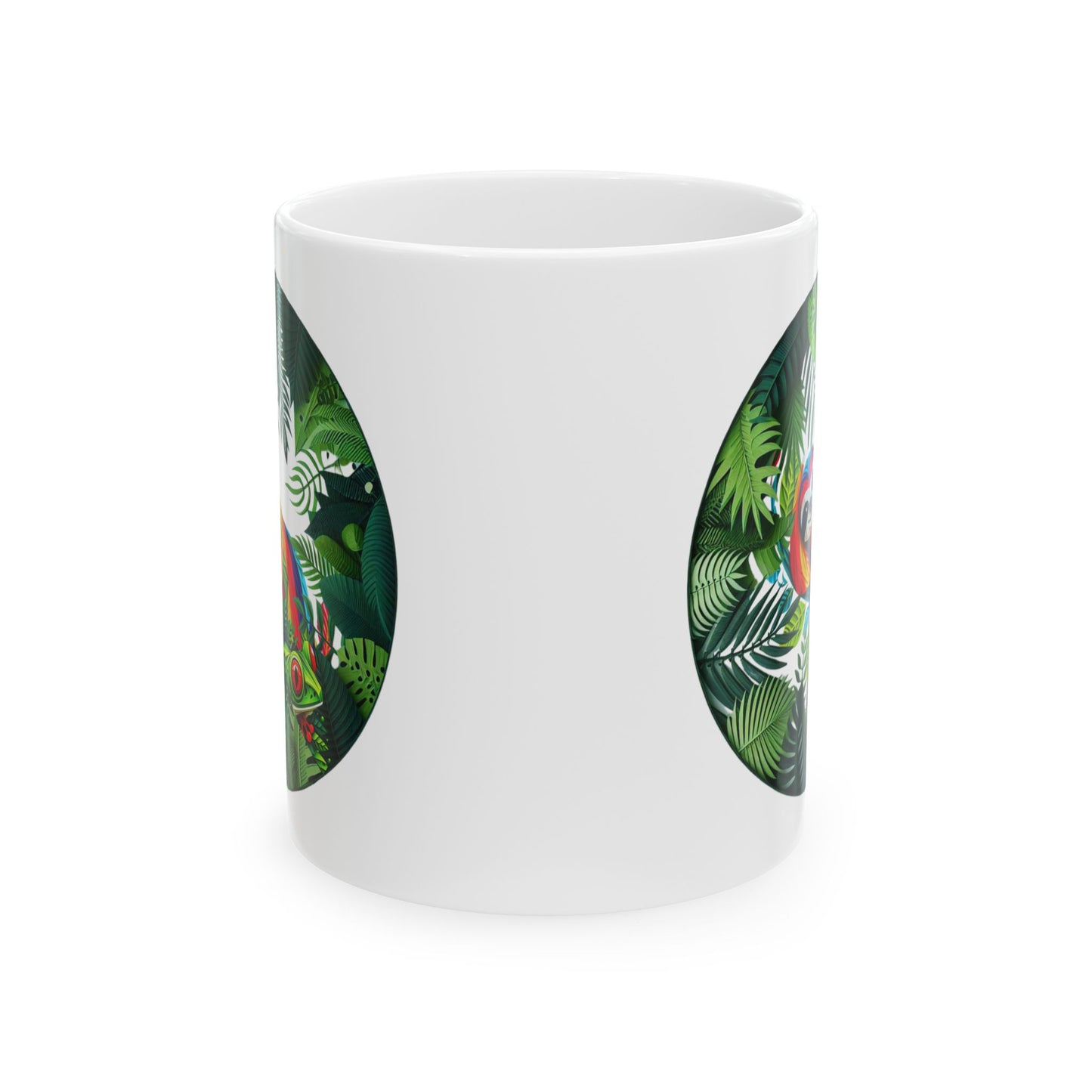 Sloth and Frog Tropical Vibes Ceramic Coffeemug – Unique Custom Mug