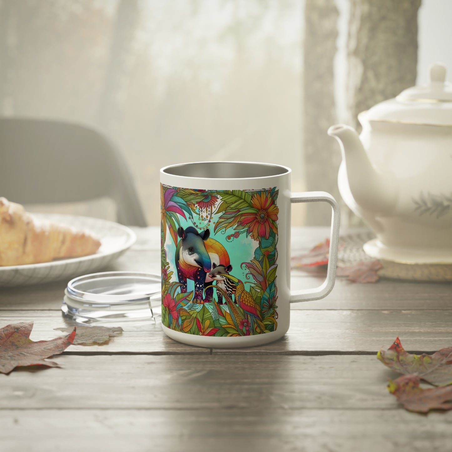 Tapirous Colorful Jungle Insulated Coffeemug – 10oz Tapir & Rain Forest