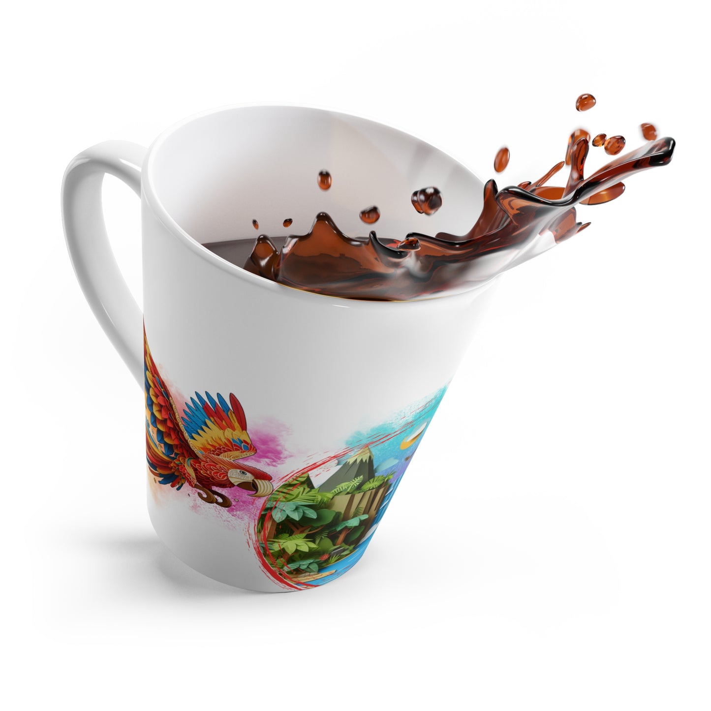 Tropical Macaw & Toucan Paradise Coffeemug – Rain Forest Latte Mug