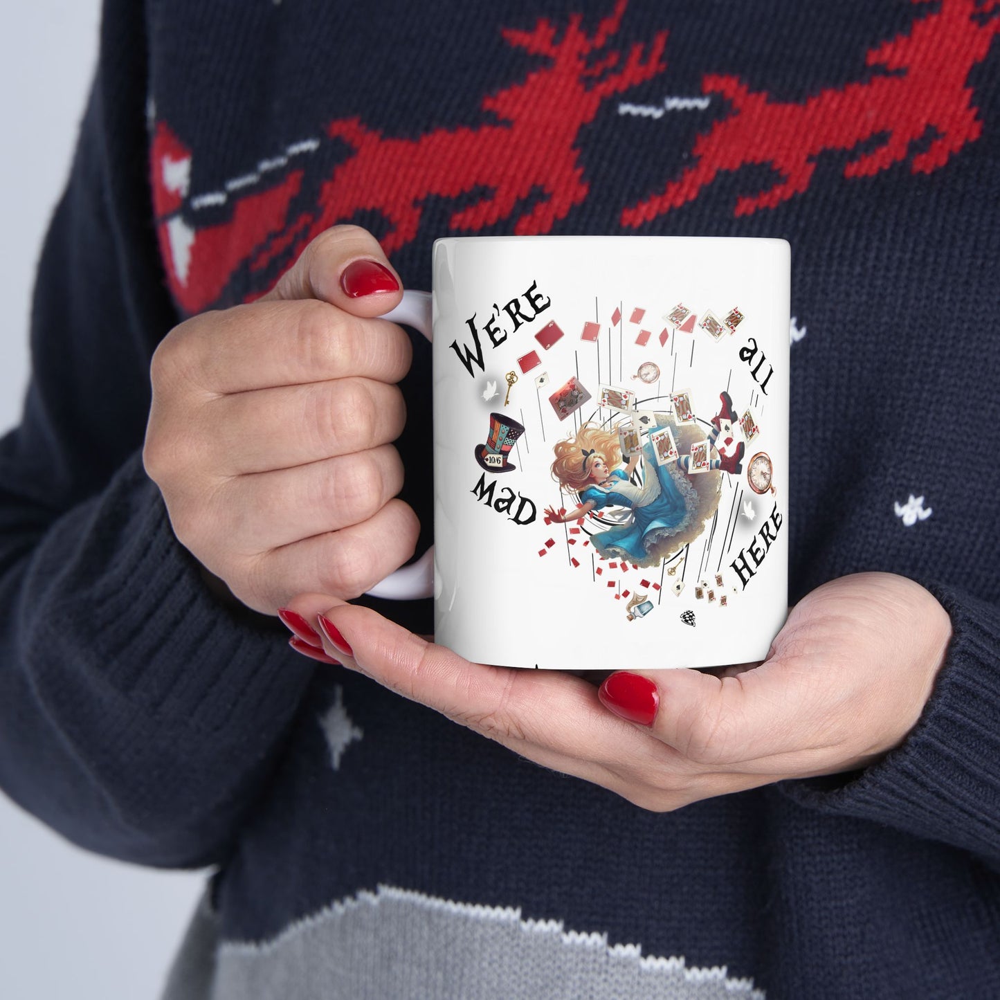 Alice in Wonderland Ceramic Coffee Mug – "We're All Mad Here"