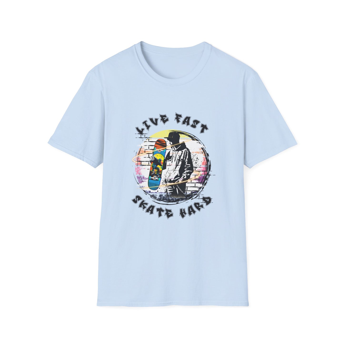 Live Fast Skate Hard Unisex Softstyle T-Shirt | Custom Apparel with Aesthetic Design for Skate Style