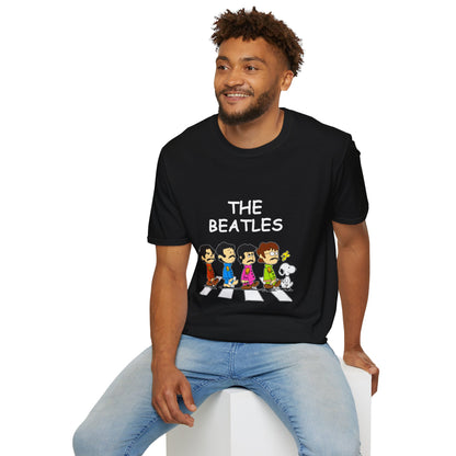 The Beatles x Snoopy Cartoon Unisex Softstyle T-Shirt – Vintage Band Tee for Music Lovers & Pop Culture Fans