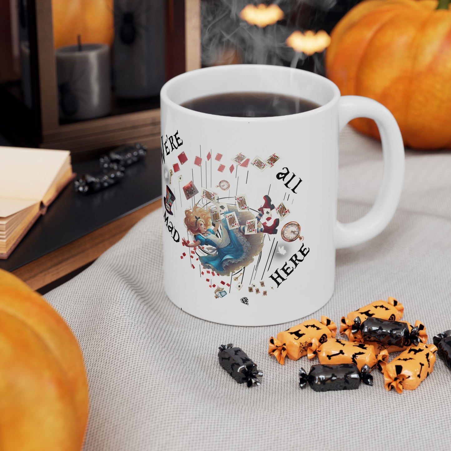 Alice in Wonderland Ceramic Coffee Mug – "We're All Mad Here"