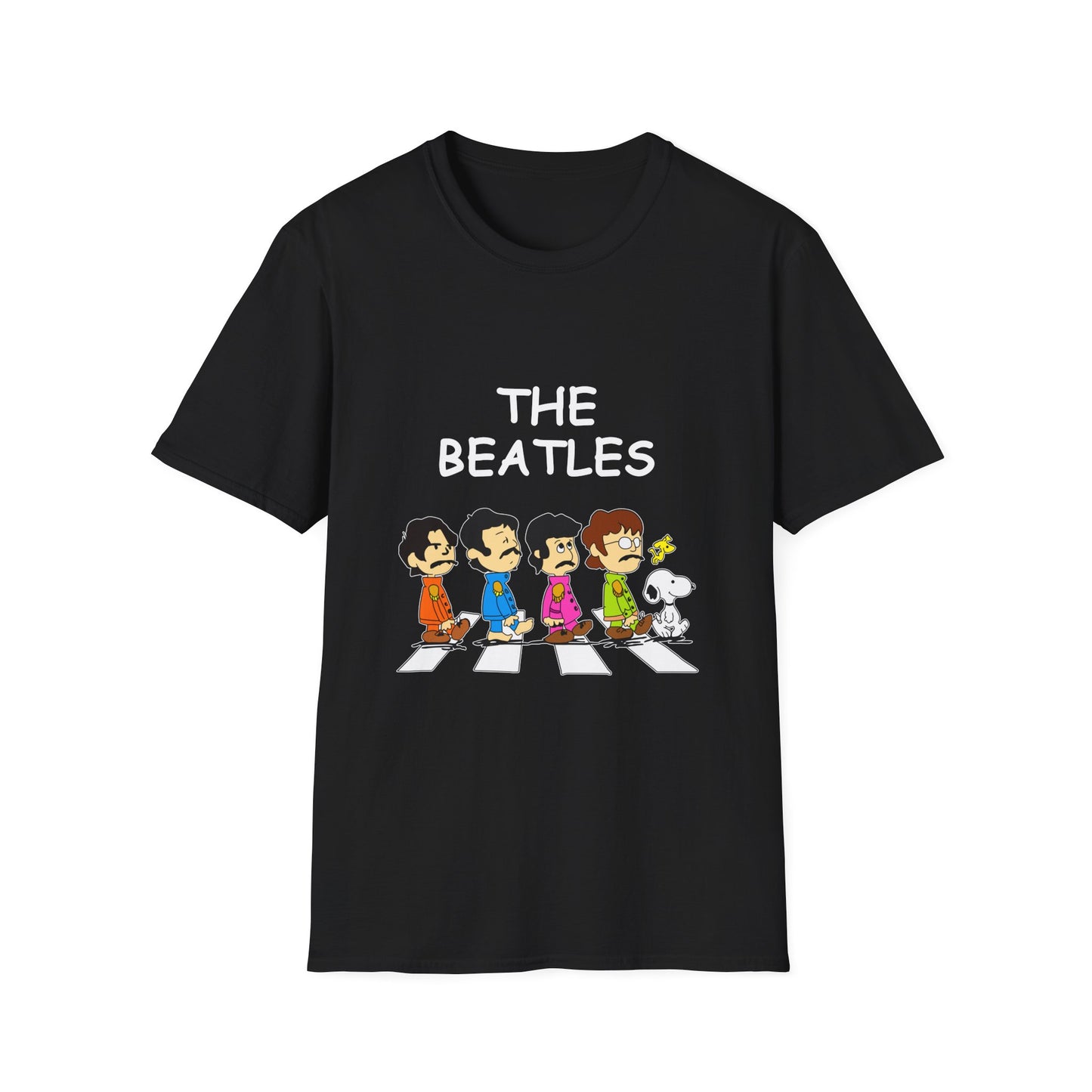 The Beatles x Snoopy Cartoon Unisex Softstyle T-Shirt – Vintage Band Tee for Music Lovers & Pop Culture Fans