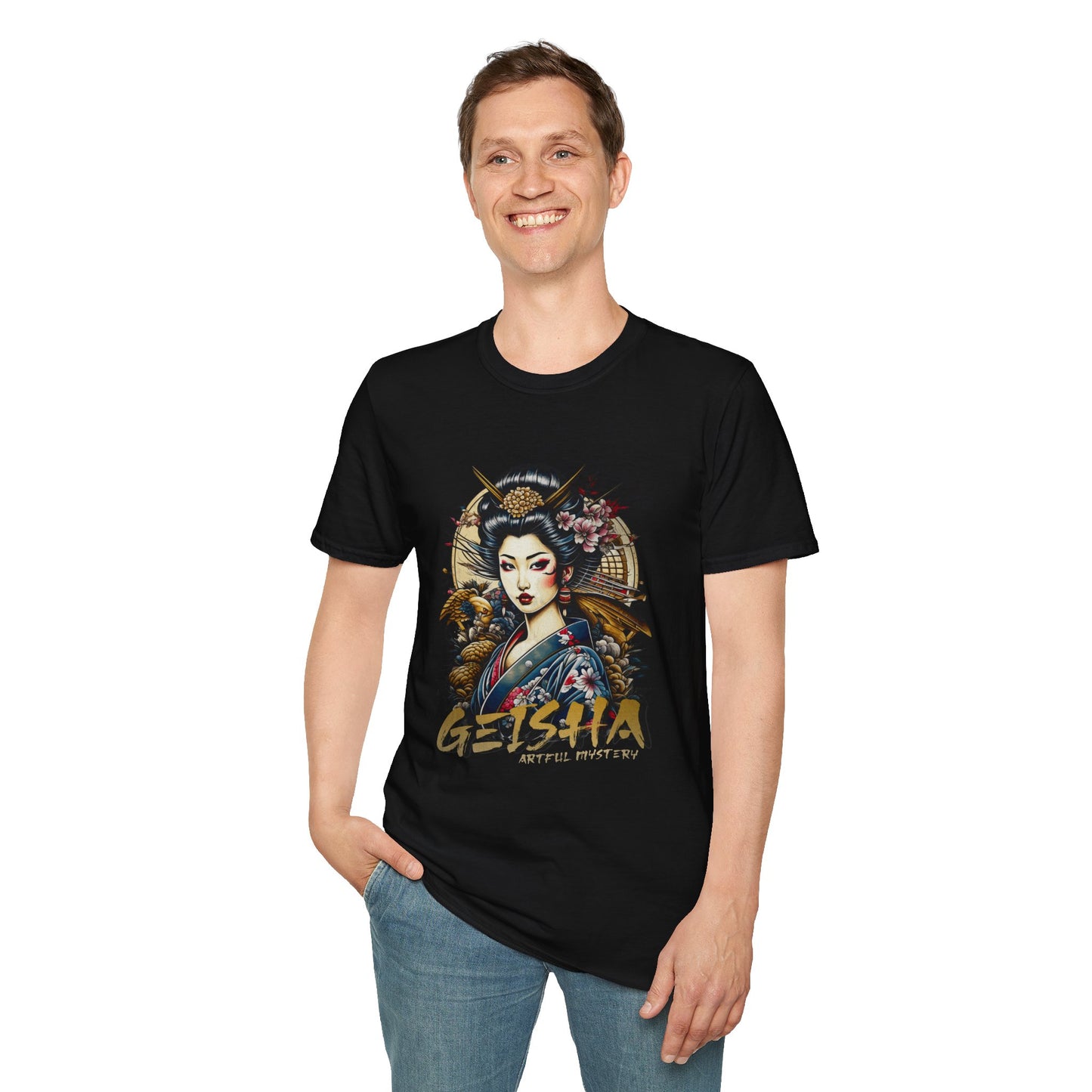 Geisha Art Unisex Softstyle T-Shirt - Japanese Inspired Graphic Tee