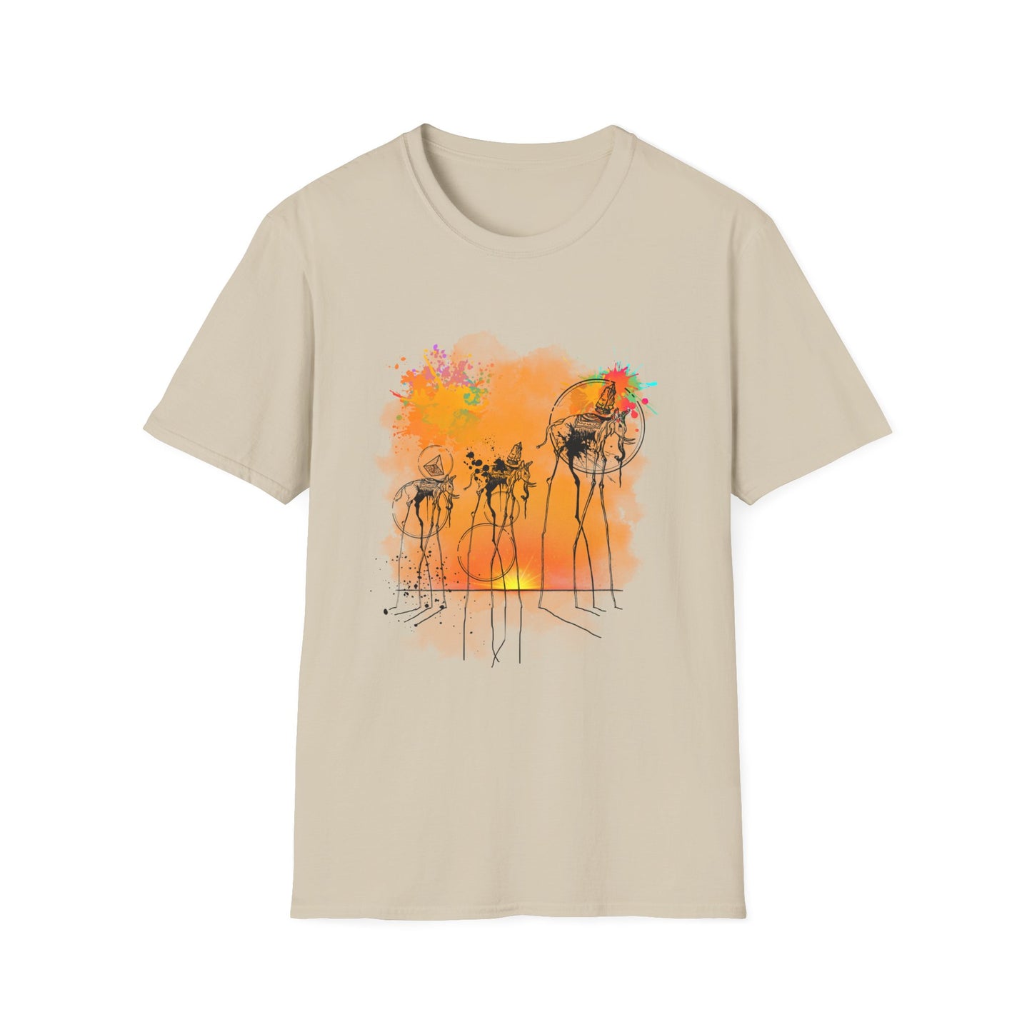 Surreal Dali Elephant Unisex Softstyle T-Shirt – Salvador Dali Inspired Original Design