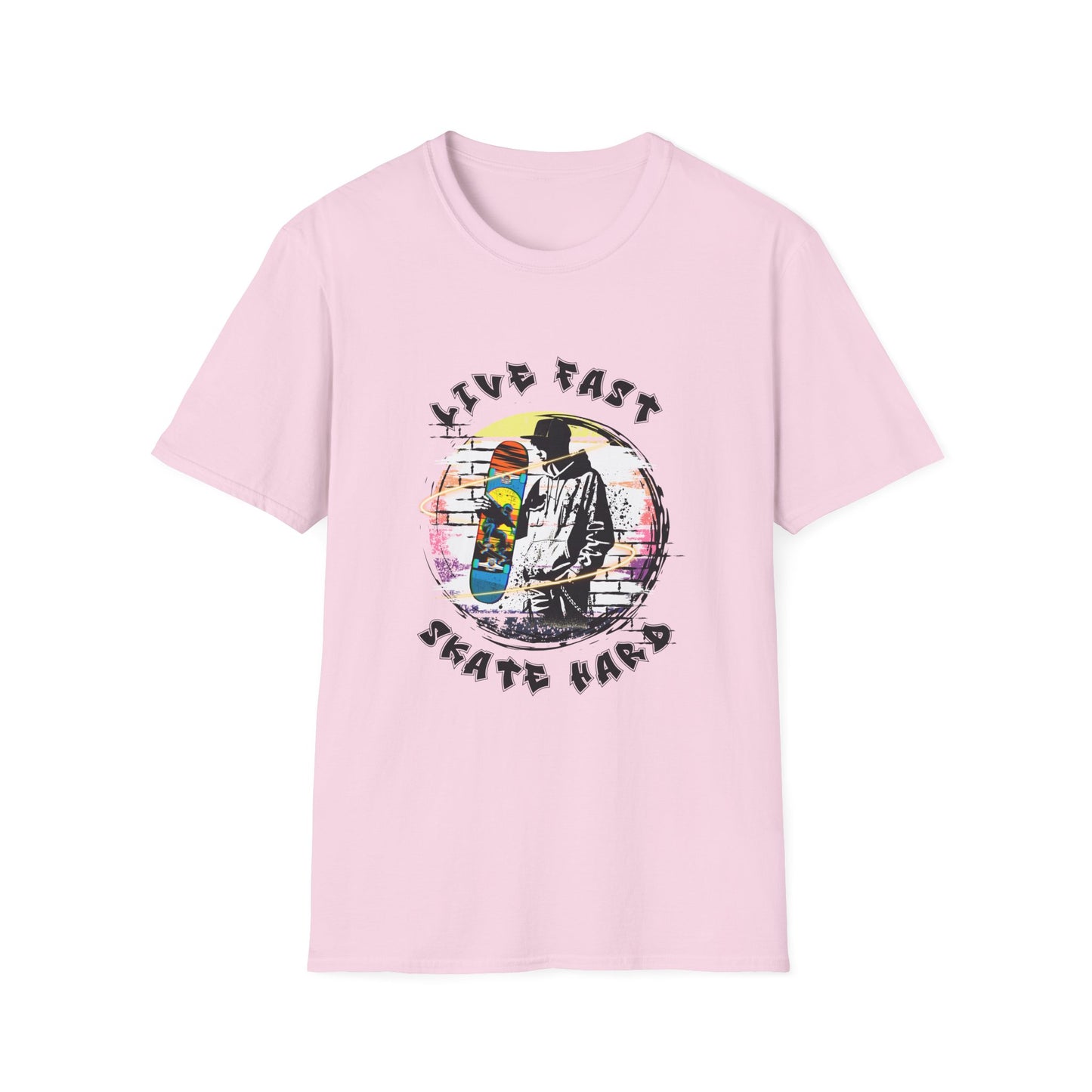 Live Fast Skate Hard Unisex Softstyle T-Shirt | Custom Apparel with Aesthetic Design for Skate Style