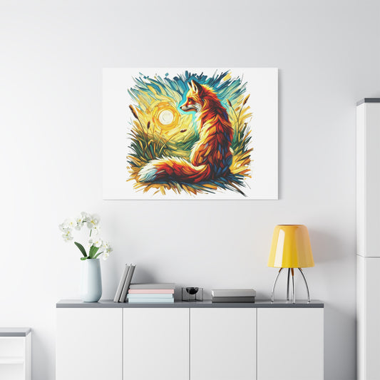 Vibrant Fox Canvas Wall Art - Colorful Stretched Fauvism Artwork for Nature Lovers