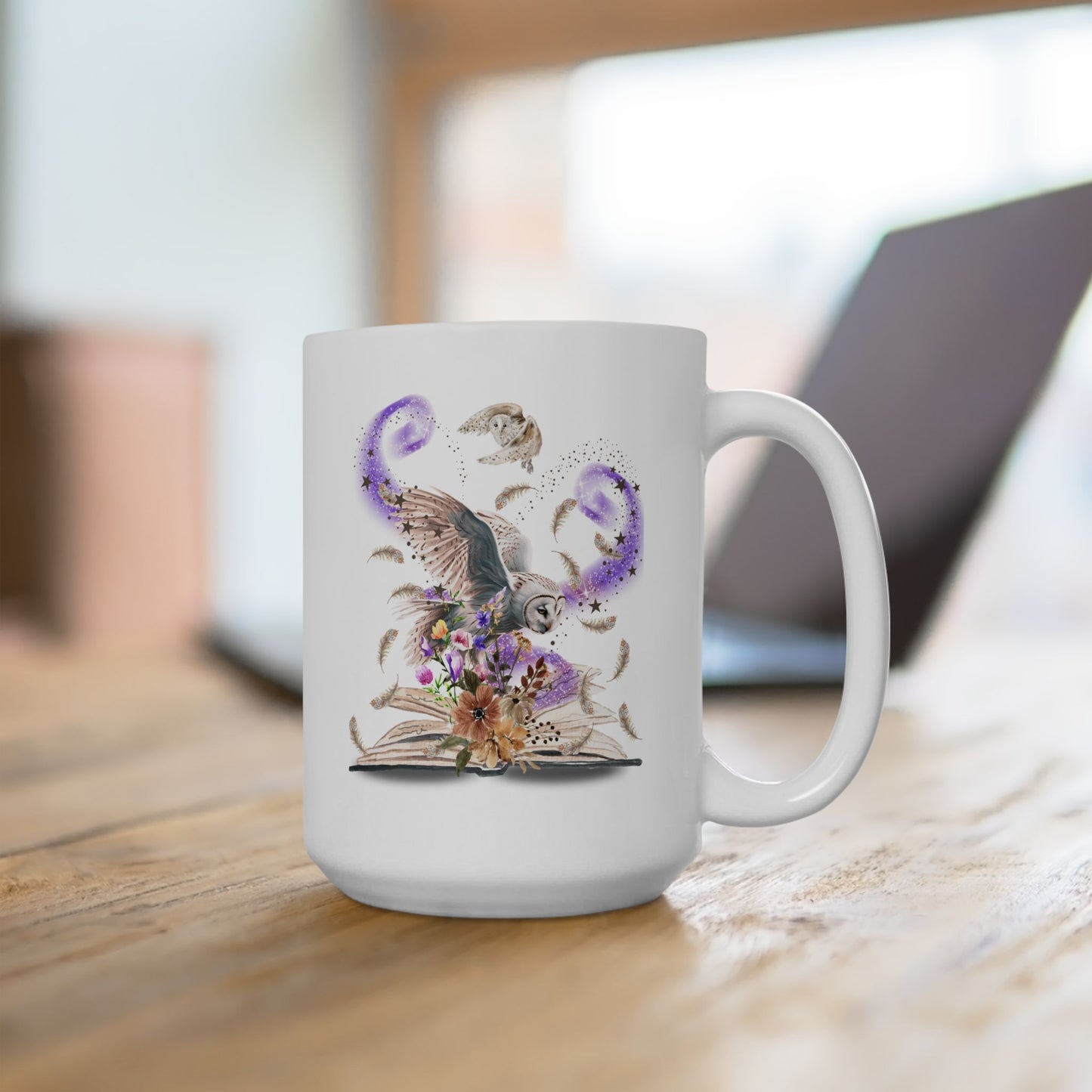 Whimsical Owl Ceramic Mug - 15oz Custom Coffee Mug