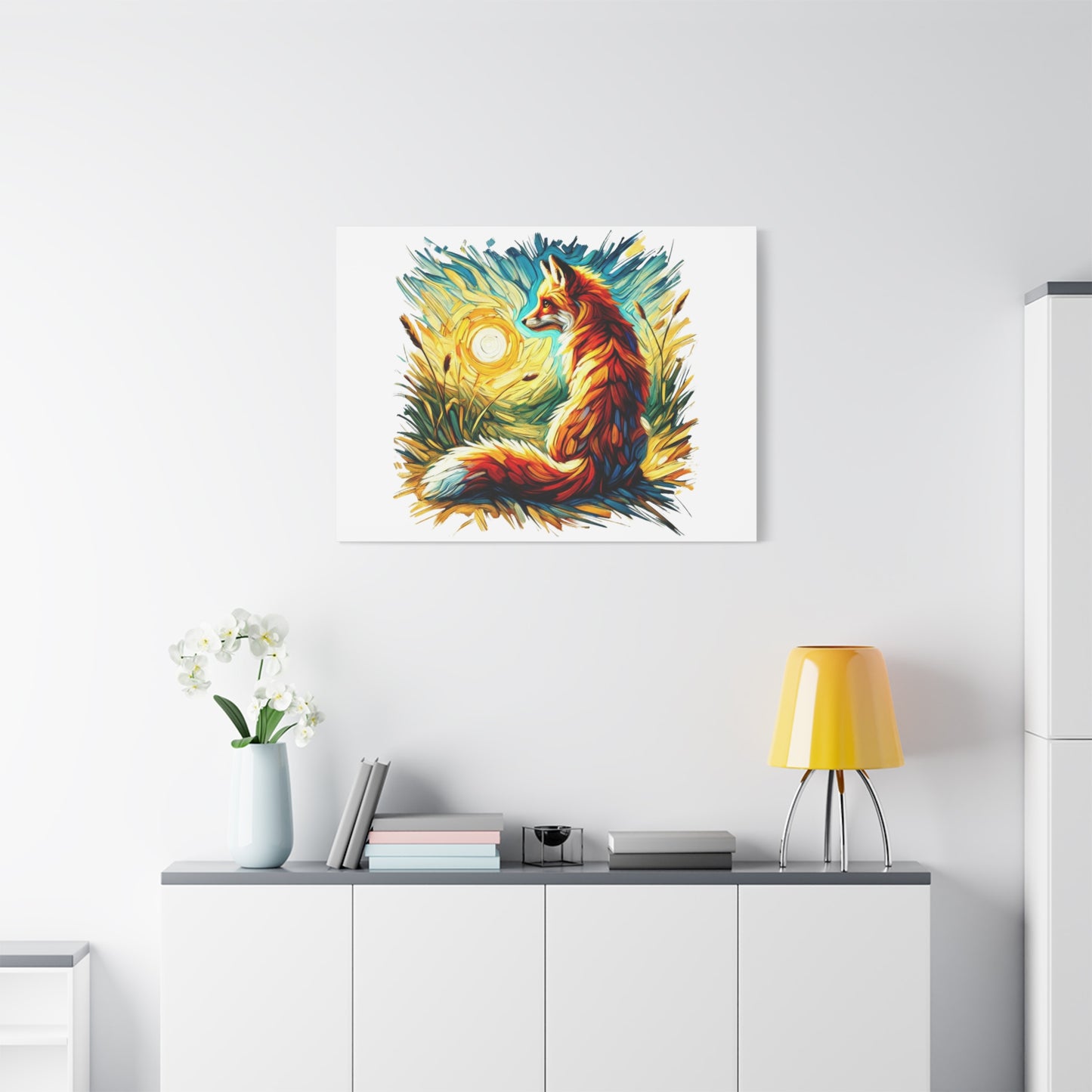 Vibrant Fox Canvas Wall Art - Colorful Stretched Fauvism Artwork for Nature Lovers