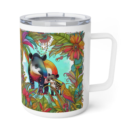 Tapirous Colorful Jungle Insulated Coffeemug – 10oz Tapir & Rain Forest