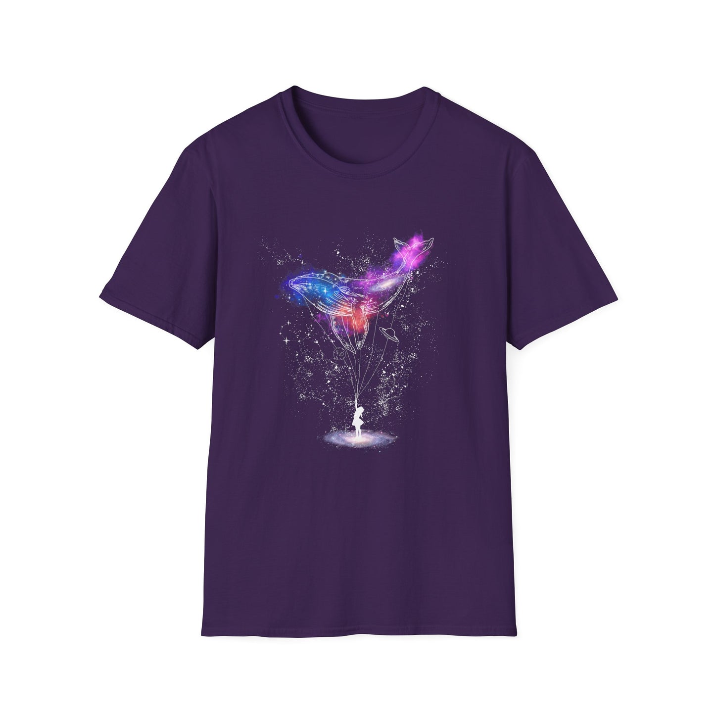 Cosmic Whale Unisex Softstyle T-Shirt – Surreal Art Vibes