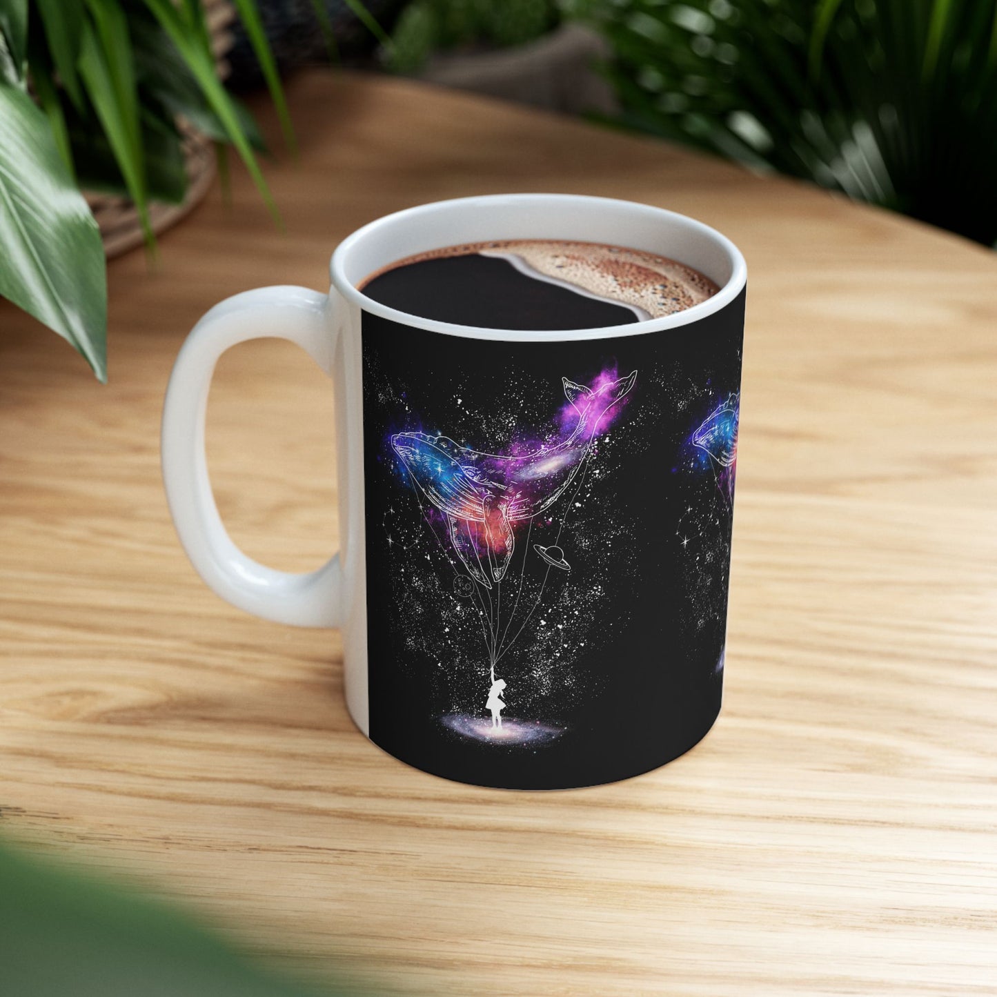 Cosmic Whale Ceramic Mug – 11oz & 15oz, Celestial Coffee Mug for Fantasy Fans & Stargazers