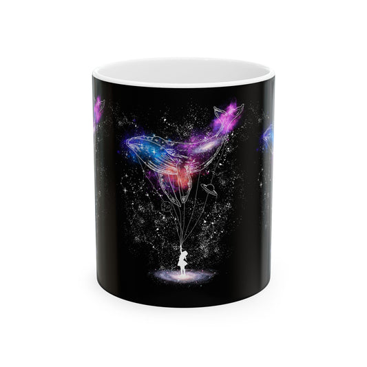 Cosmic Whale Ceramic Mug – 11oz & 15oz, Celestial Coffee Mug for Fantasy Fans & Stargazers