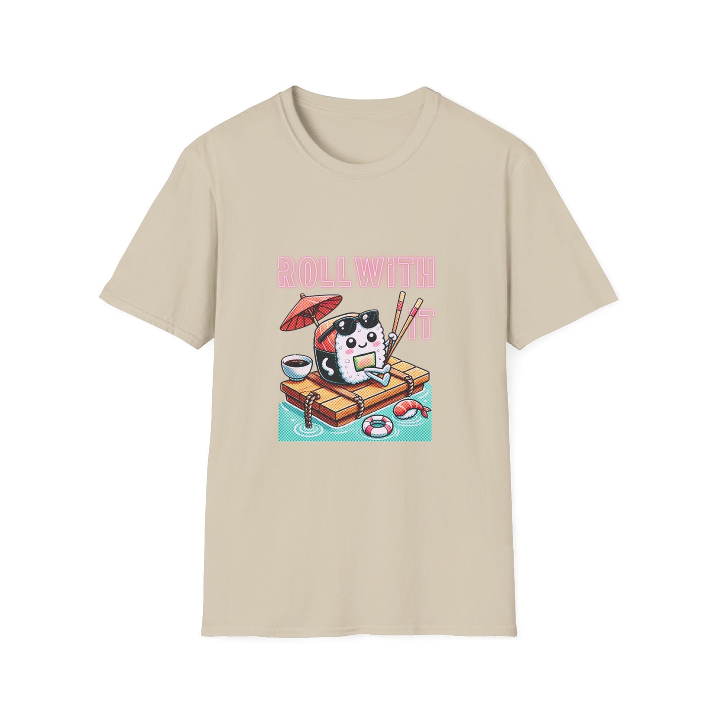 Roll With It Sushi Unisex Softstyle T-Shirt - Custom Apparel for Sushi Lovers with Original Design