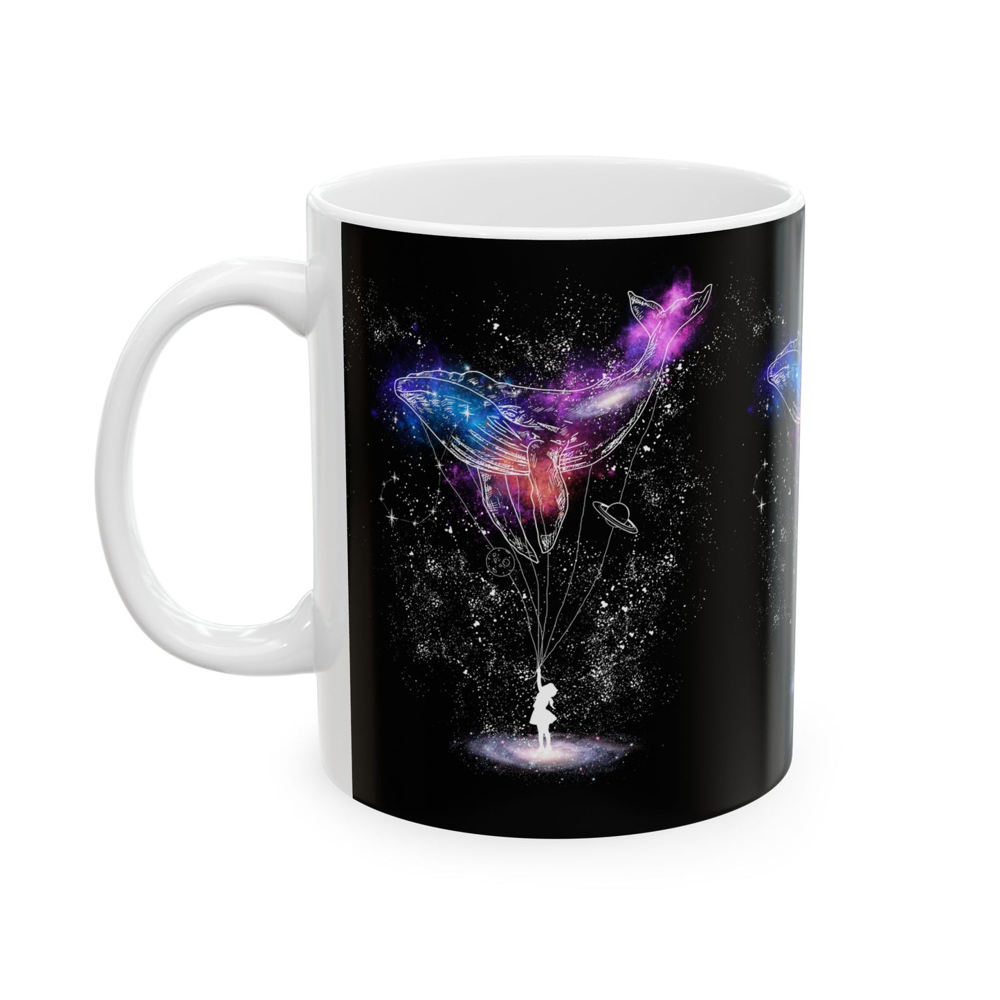 Cosmic Whale Ceramic Mug – 11oz & 15oz, Celestial Coffee Mug for Fantasy Fans & Stargazers