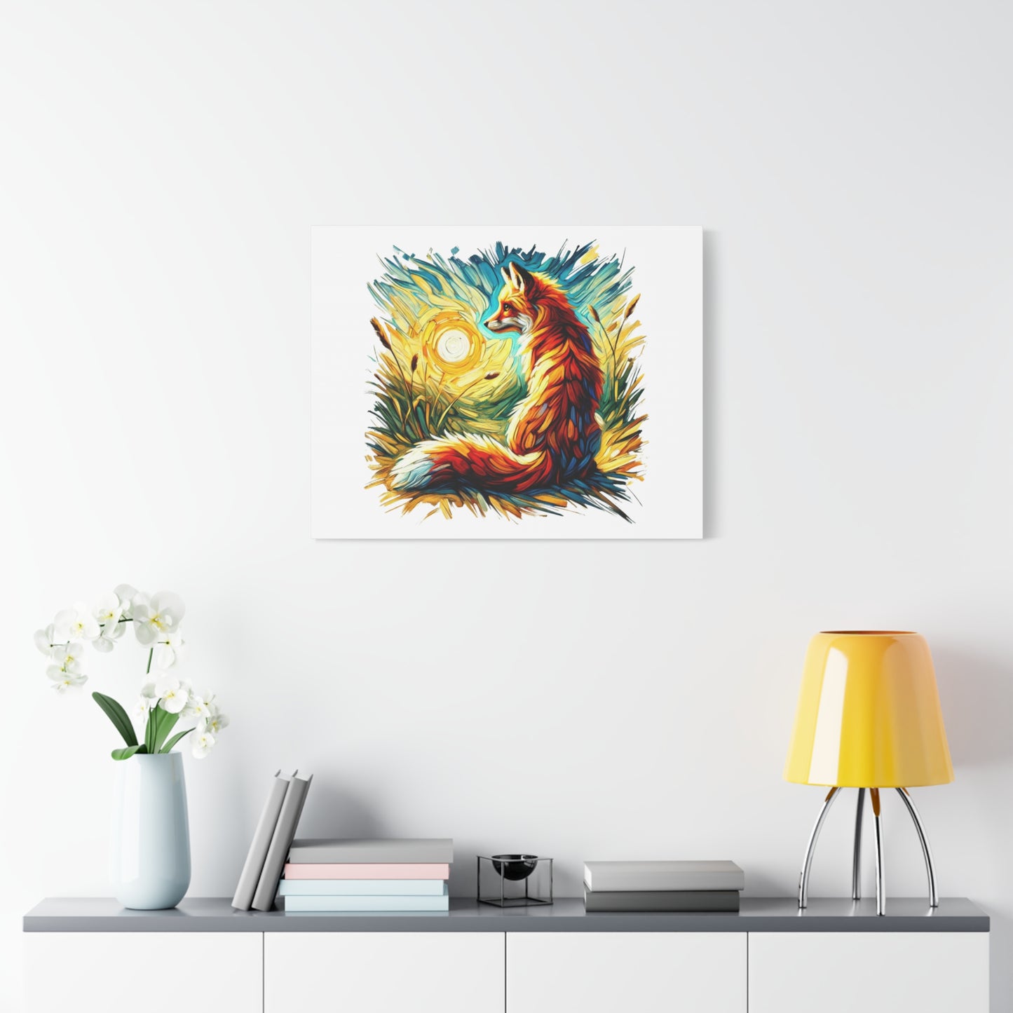 Vibrant Fox Canvas Wall Art - Colorful Stretched Fauvism Artwork for Nature Lovers