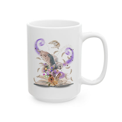 Whimsical Owl Ceramic Mug - 15oz Custom Coffee Mug