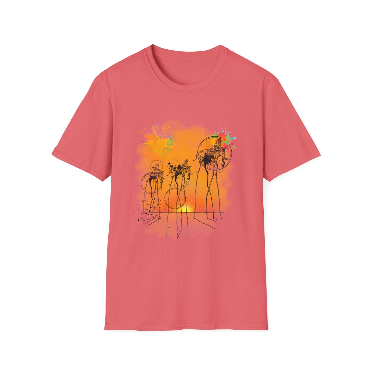 Surreal Dali Elephant Unisex Softstyle T-Shirt – Salvador Dali Inspired Original Design