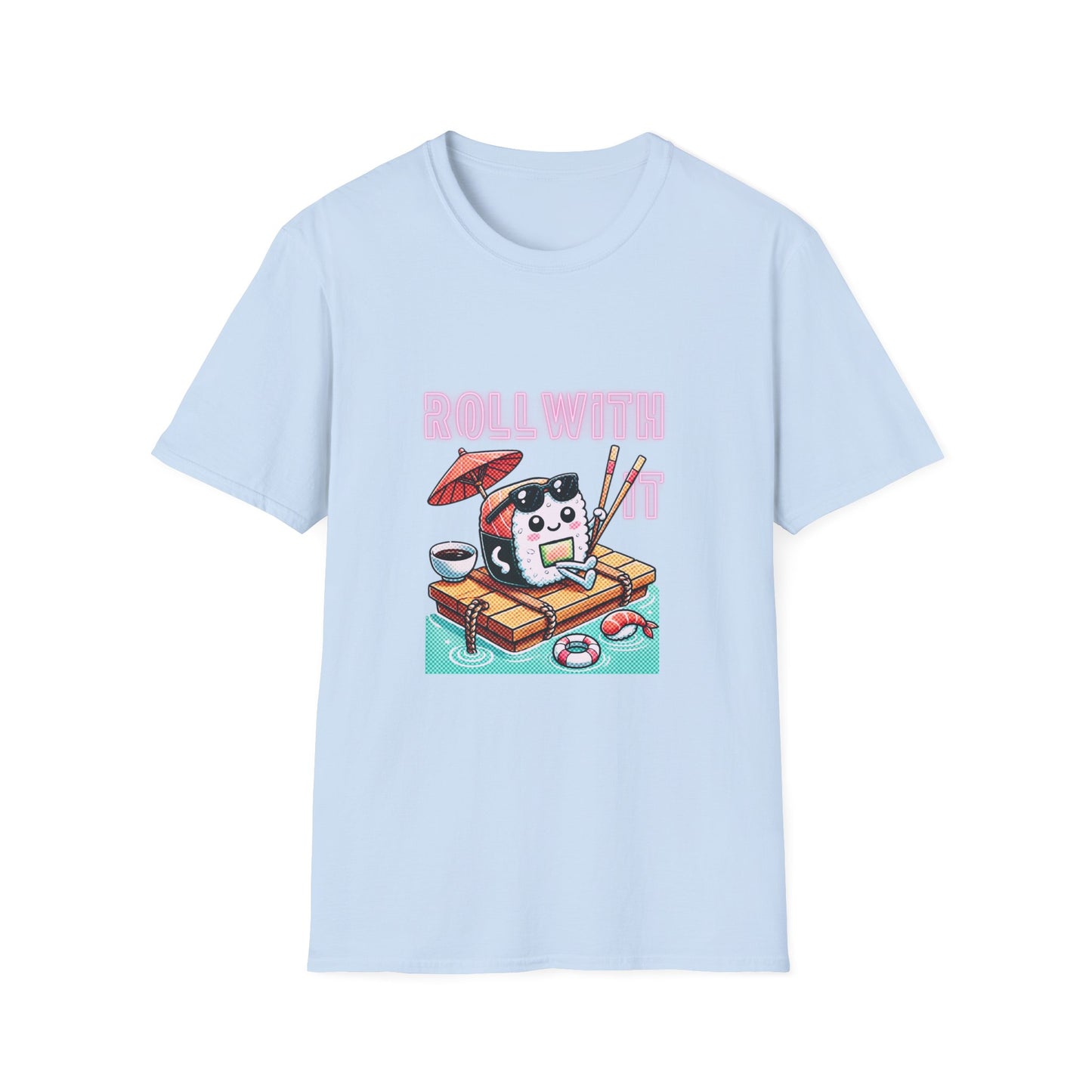 Roll With It Sushi Unisex Softstyle T-Shirt - Custom Apparel for Sushi Lovers with Original Design