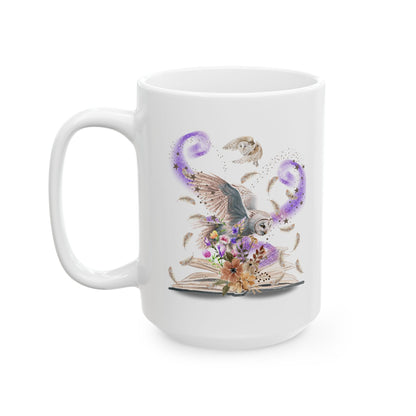 Whimsical Owl Ceramic Mug - 15oz Custom Coffee Mug