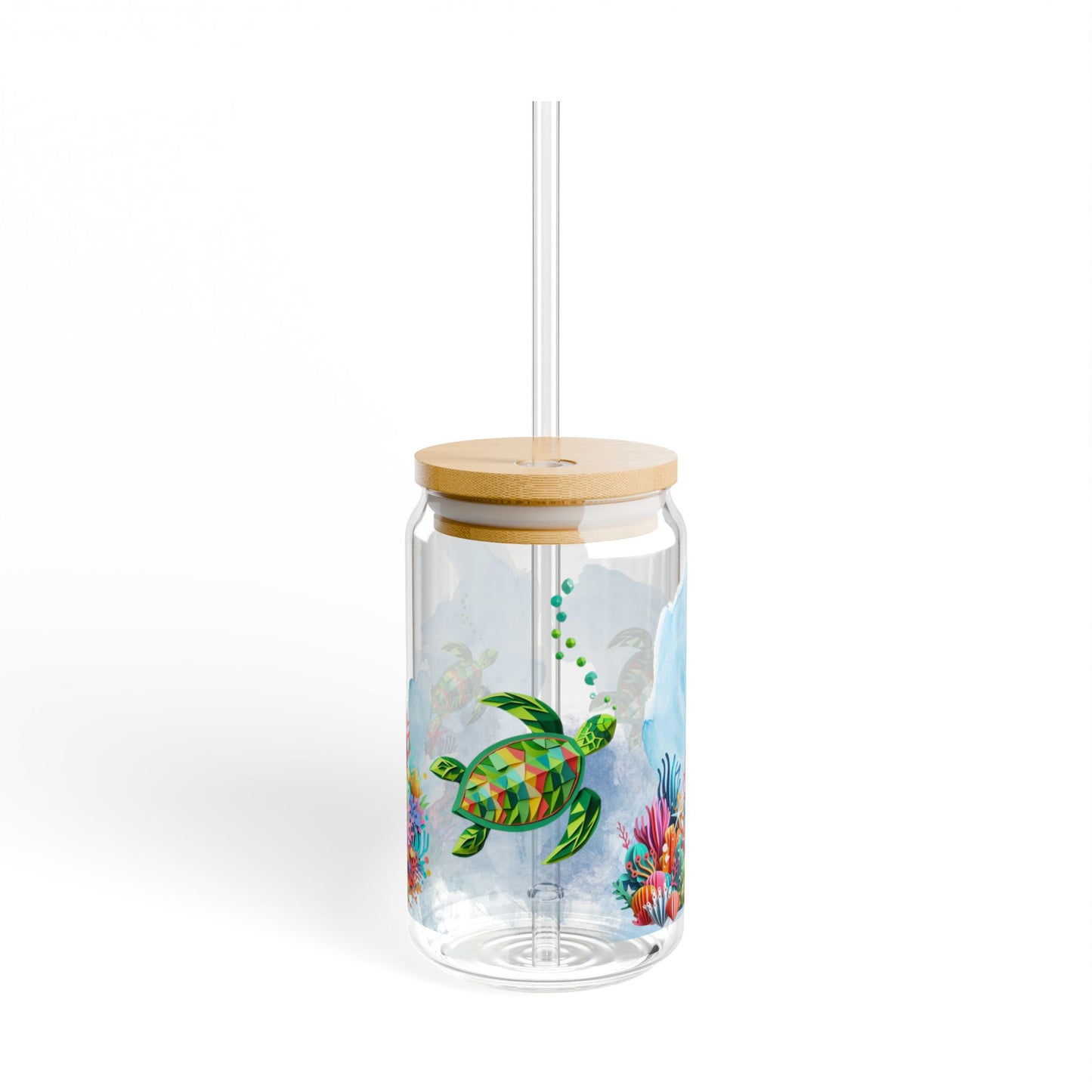 Sea Turtle Construction Paper Sipper Glass – 16oz Ocean-Inspired Drinkware