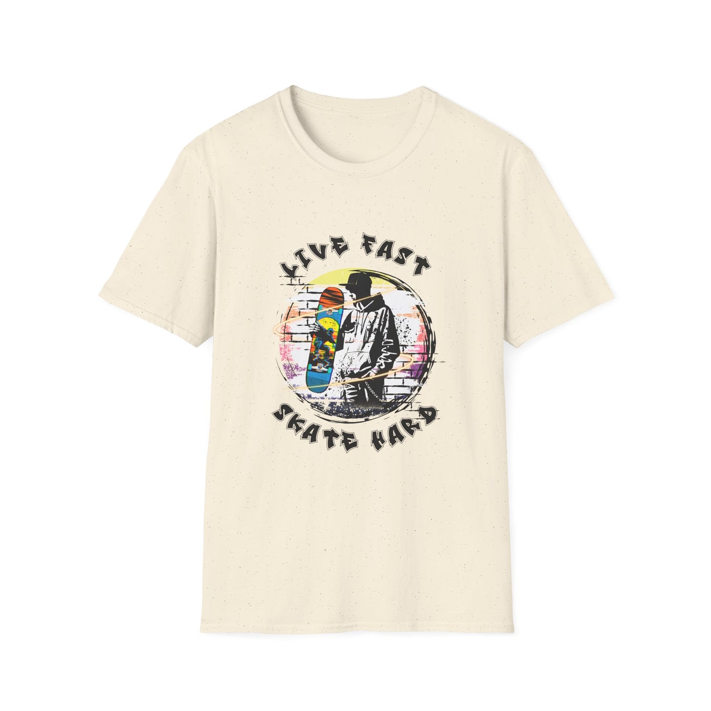 Live Fast Skate Hard Unisex Softstyle T-Shirt | Custom Apparel with Aesthetic Design for Skate Style