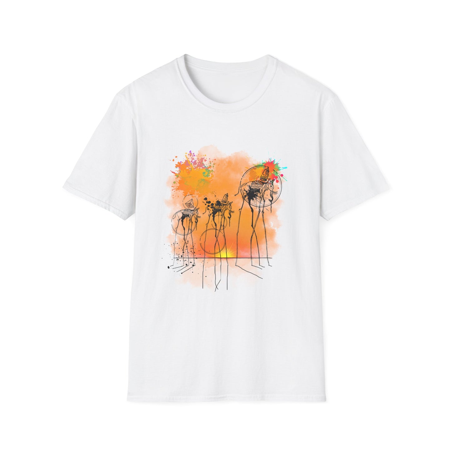 Surreal Dali Elephant Unisex Softstyle T-Shirt – Salvador Dali Inspired Original Design