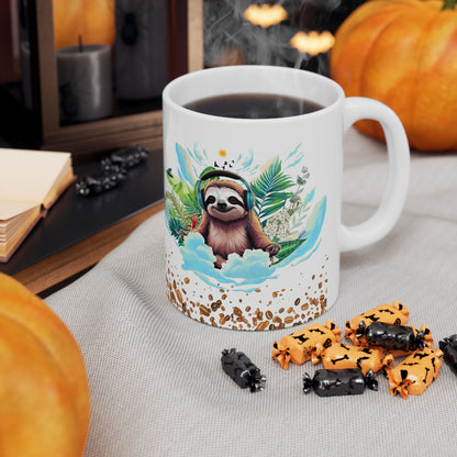 Sloth Paradise Ceramic Mug - 11oz & 15oz | Tropical Coffee Lover's Gift