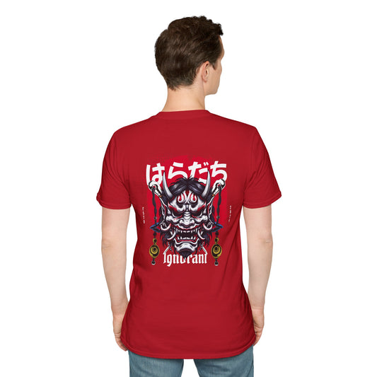 Japanese Oni Graphic Unisex Softstyle T-Shirt - Bold Japanese Devil Mask Design