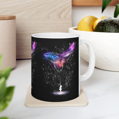 Cosmic Whale Ceramic Mug – 11oz & 15oz, Celestial Coffee Mug for Fantasy Fans & Stargazers