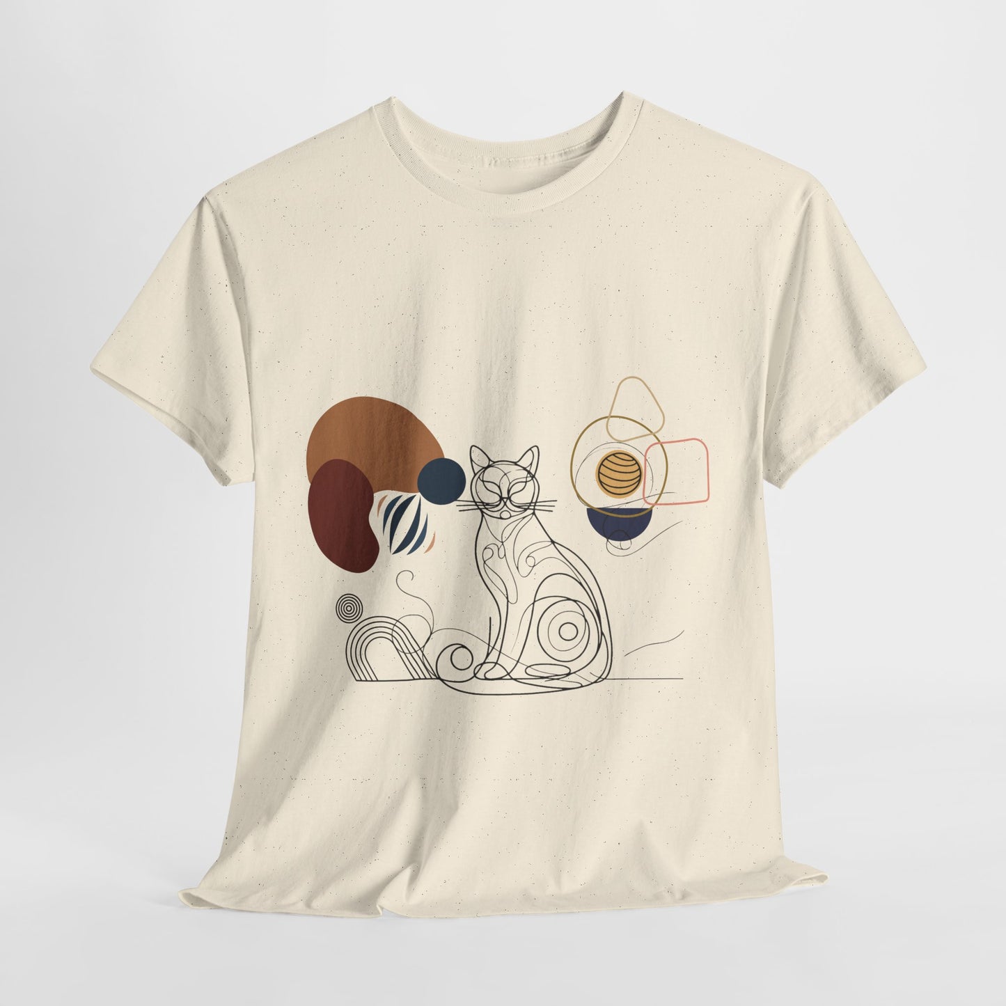 Unisex heavy cotton t-shirt featuring a unique boho-style abstract cat design. Perfect for cat lovers, art enthusiasts, and those who appreciate aesthetic fashion. A stylish and comfortable tee for casual wear, cozy evenings, or as a thoughtful gift for birthdays and holidays.