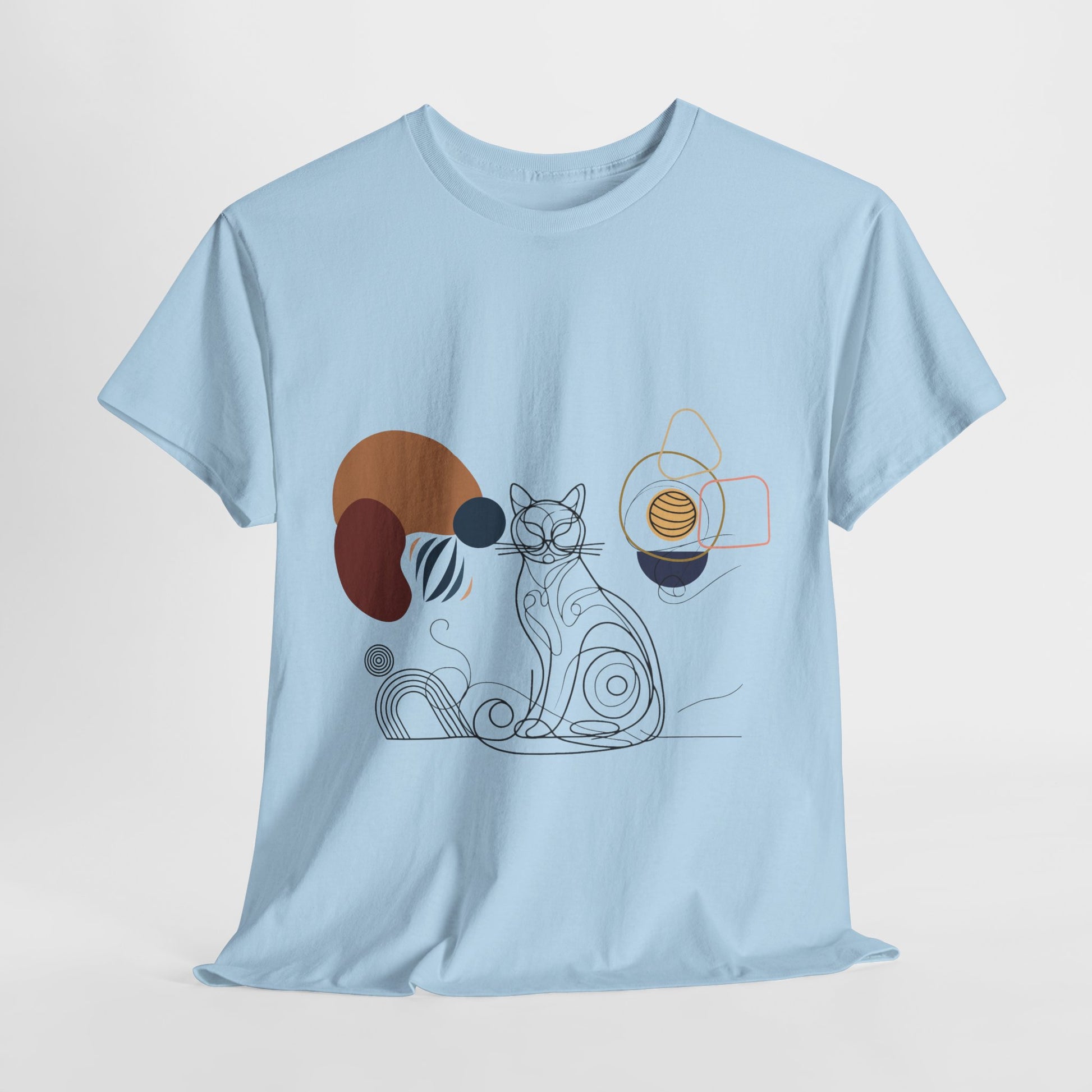 Unisex heavy cotton t-shirt featuring a unique boho-style abstract cat design. Perfect for cat lovers, art enthusiasts, and those who appreciate aesthetic fashion. A stylish and comfortable tee for casual wear, cozy evenings, or as a thoughtful gift for birthdays and holidays.