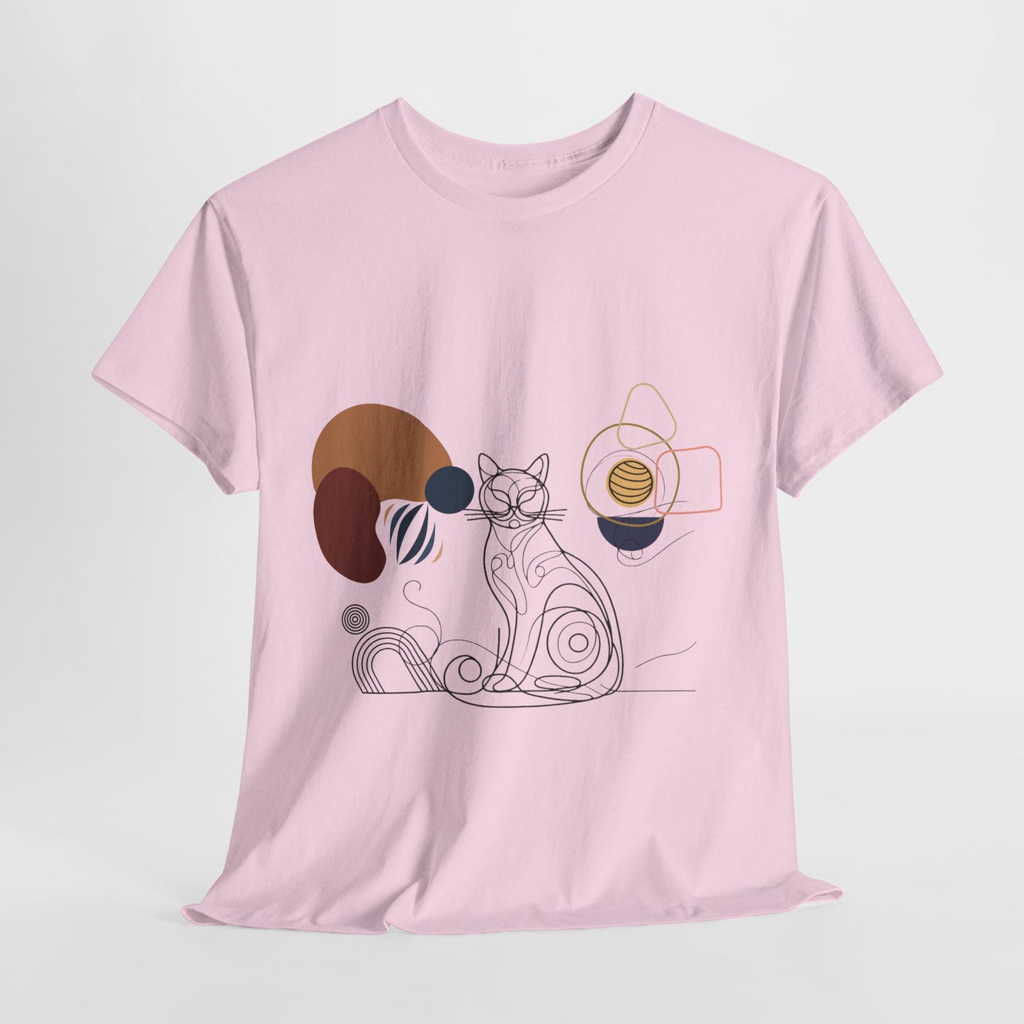 Unisex heavy cotton t-shirt featuring a unique boho-style abstract cat design. Perfect for cat lovers, art enthusiasts, and those who appreciate aesthetic fashion. A stylish and comfortable tee for casual wear, cozy evenings, or as a thoughtful gift for birthdays and holidays.