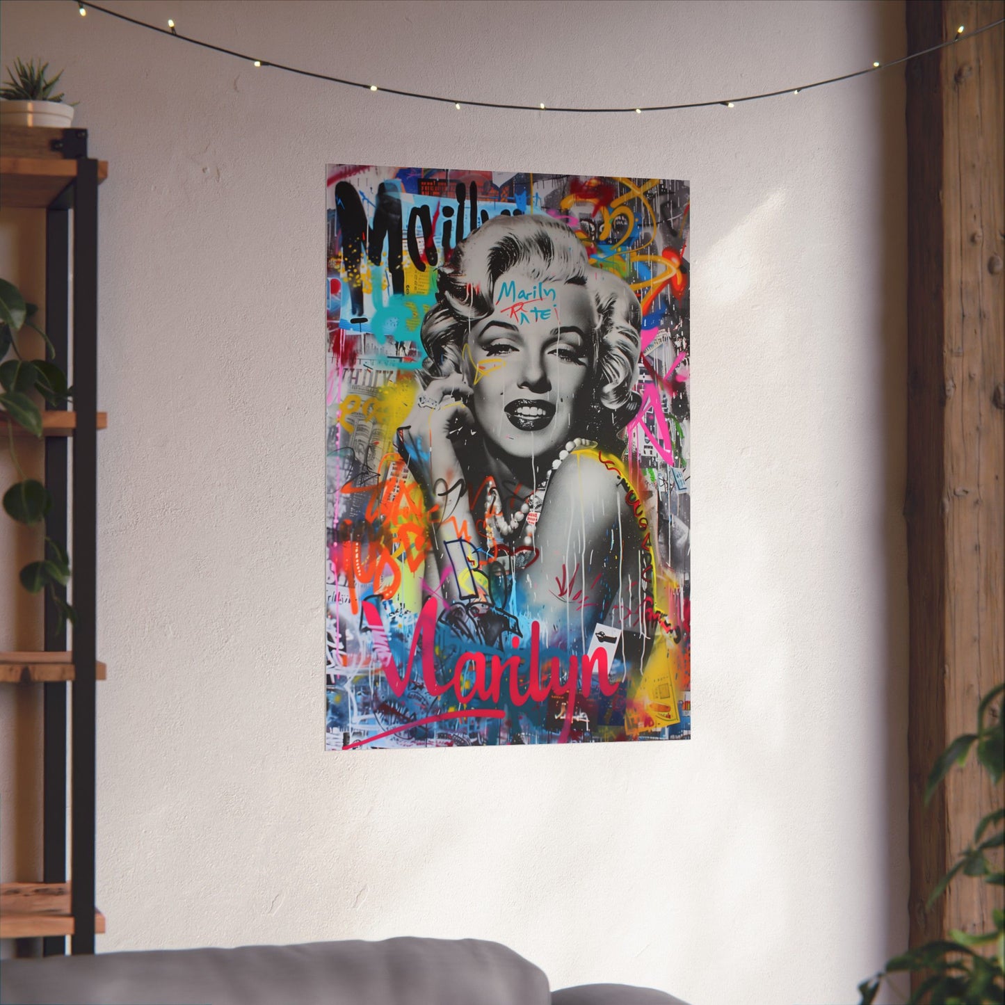 Vibrant Marilyn Monroe Matte Vertical Poster in bold pop art style, perfect for home, office, and trendy spaces. A striking statement piece for art lovers, collectors, and pop culture enthusiasts. High-quality print with rich colors and modern appeal.