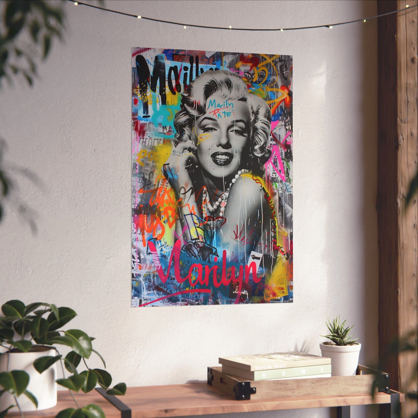 Vibrant Marilyn Monroe Matte Vertical Poster in bold pop art style, perfect for home, office, and trendy spaces. A striking statement piece for art lovers, collectors, and pop culture enthusiasts. High-quality print with rich colors and modern appeal.