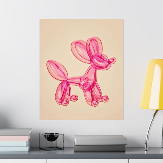 Vibrant pink balloon dog artpop poster with a matte finish, featuring a playful modern pop art design that energizes any room. Ideal for creative living spaces, studios, and trendy offices.







