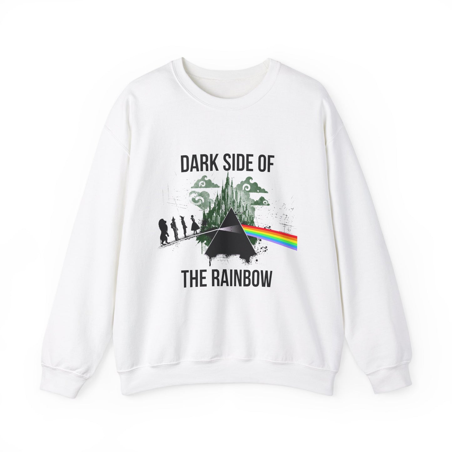 Unisex Heavy Blend Crewneck Sweatshirt featuring an original design inspired by Pink Floyd's Dark Side of the Moon and the legacy of Roger Waters. Perfect for classic rock fans and music enthusiasts, this cozy custom apparel stands out with its bold, iconic imagery and timeless style.