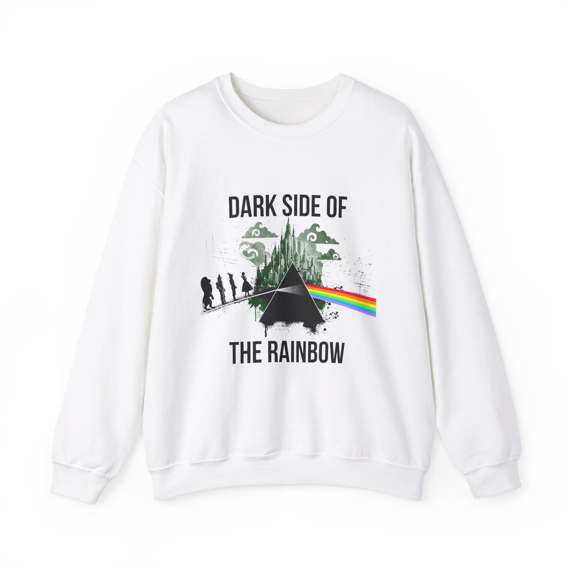 Unisex Heavy Blend Crewneck Sweatshirt featuring an original design inspired by Pink Floyd's Dark Side of the Moon and the legacy of Roger Waters. Perfect for classic rock fans and music enthusiasts, this cozy custom apparel stands out with its bold, iconic imagery and timeless style.