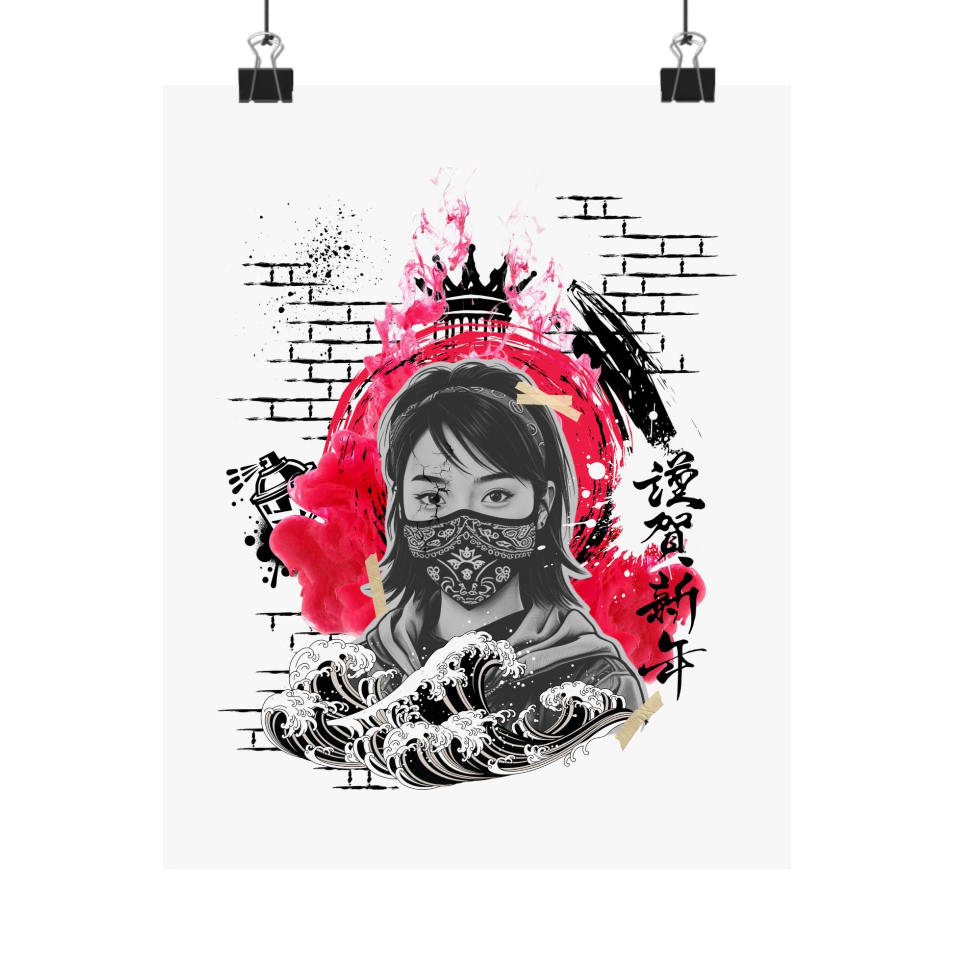 Urban art matte vertical poster featuring bold street artist graffiti design with dripping tags, neon shadows, and raw textures. A perfect statement piece for modern workspaces, tattoo studios, or street art enthusiasts looking for edgy, custom-printed decor.